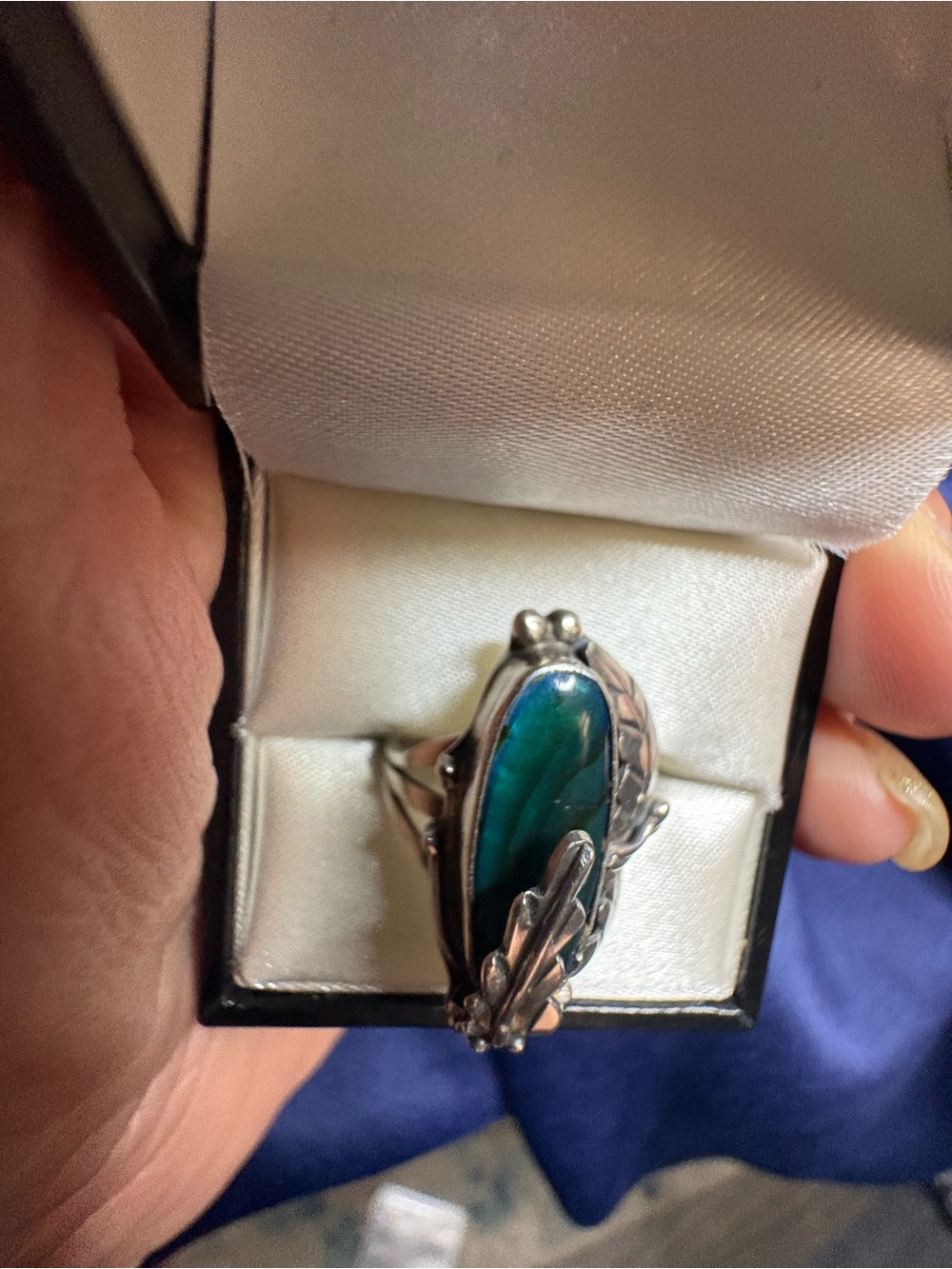 Ring Abalone Native American Signed Artisan 925 Sterling Silver - Picture 4 of 11